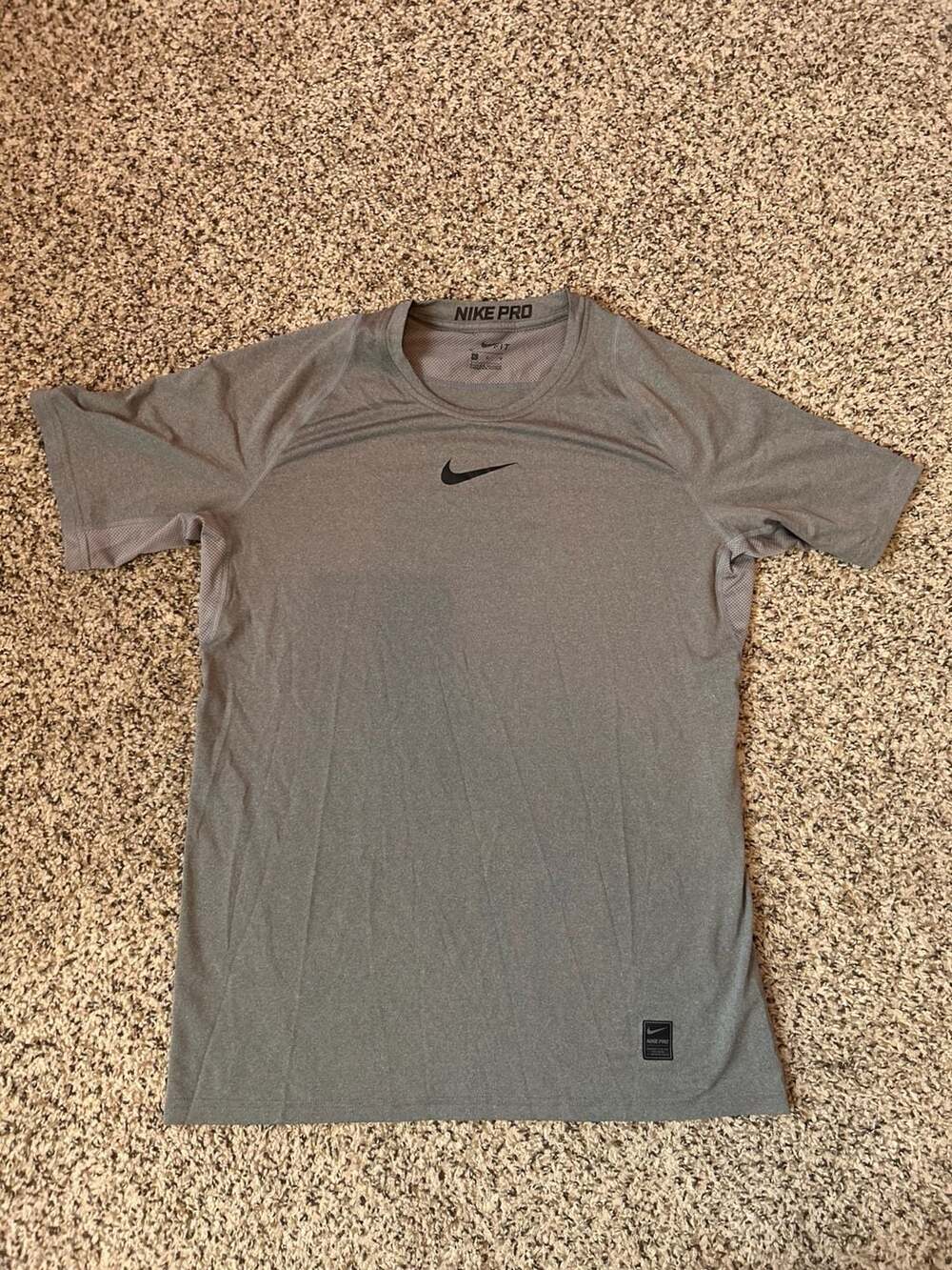 Nike Pro Dri-FIT Men's Gray Short-Sleeve Athletic Fitness Training T-Shirt Large